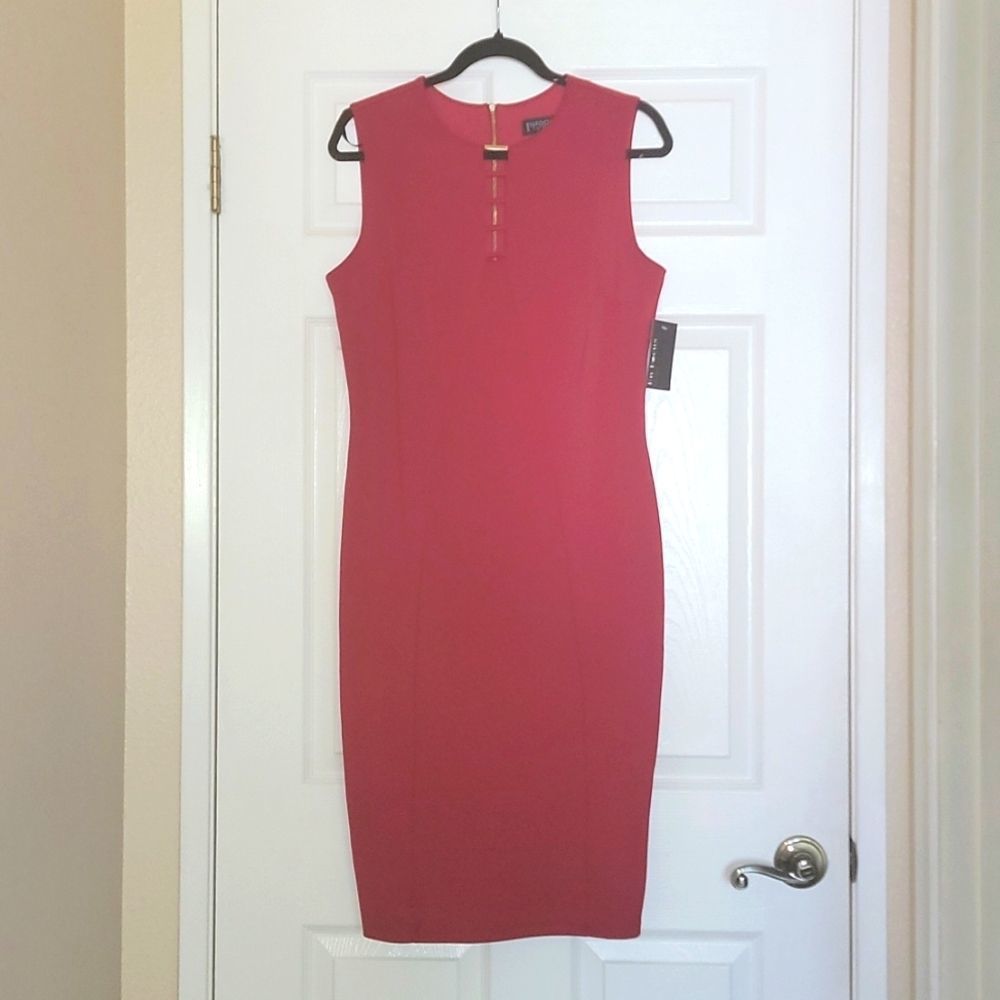 Enfocus Bodycon Dress Red/Gold Zipper SEXY BNWT SIZE 12